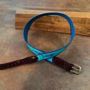 Charm City Clothing Co Sailfish Canvas Belt with Leather ends & gold hardware 38